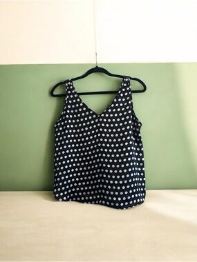 LOFT Navy and White Polka Dot V-Neck Camisole